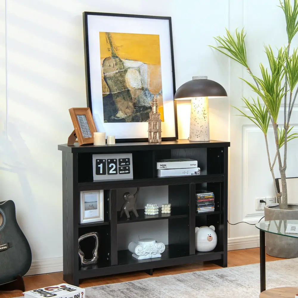 Modern Corner TV Stand with Adjustable Shelves for TVs up to 48 Inch-Black - Black - Entertainment Centers & TV Stands