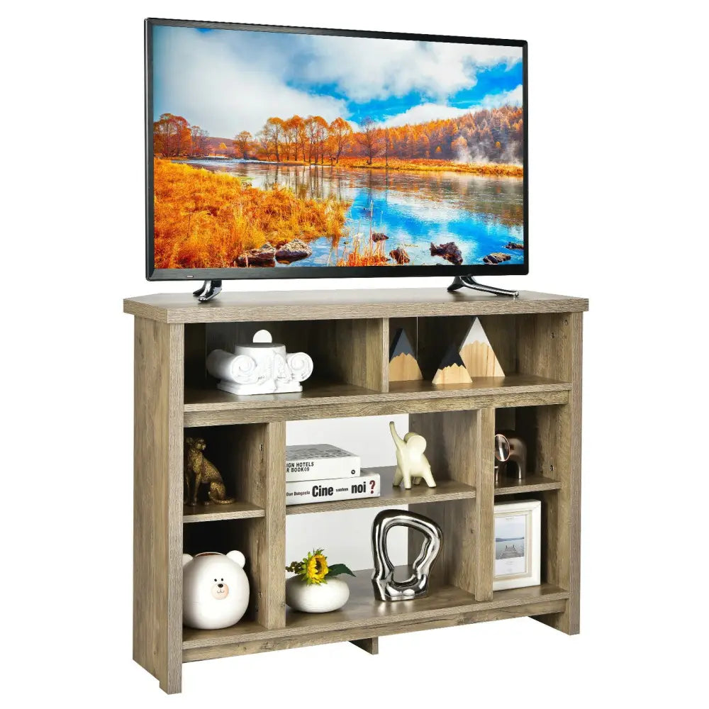 Modern Corner TV Stand with Adjustable Shelves for TVs up to 48 Inch-Natural - Natural - Entertainment Centers & TV