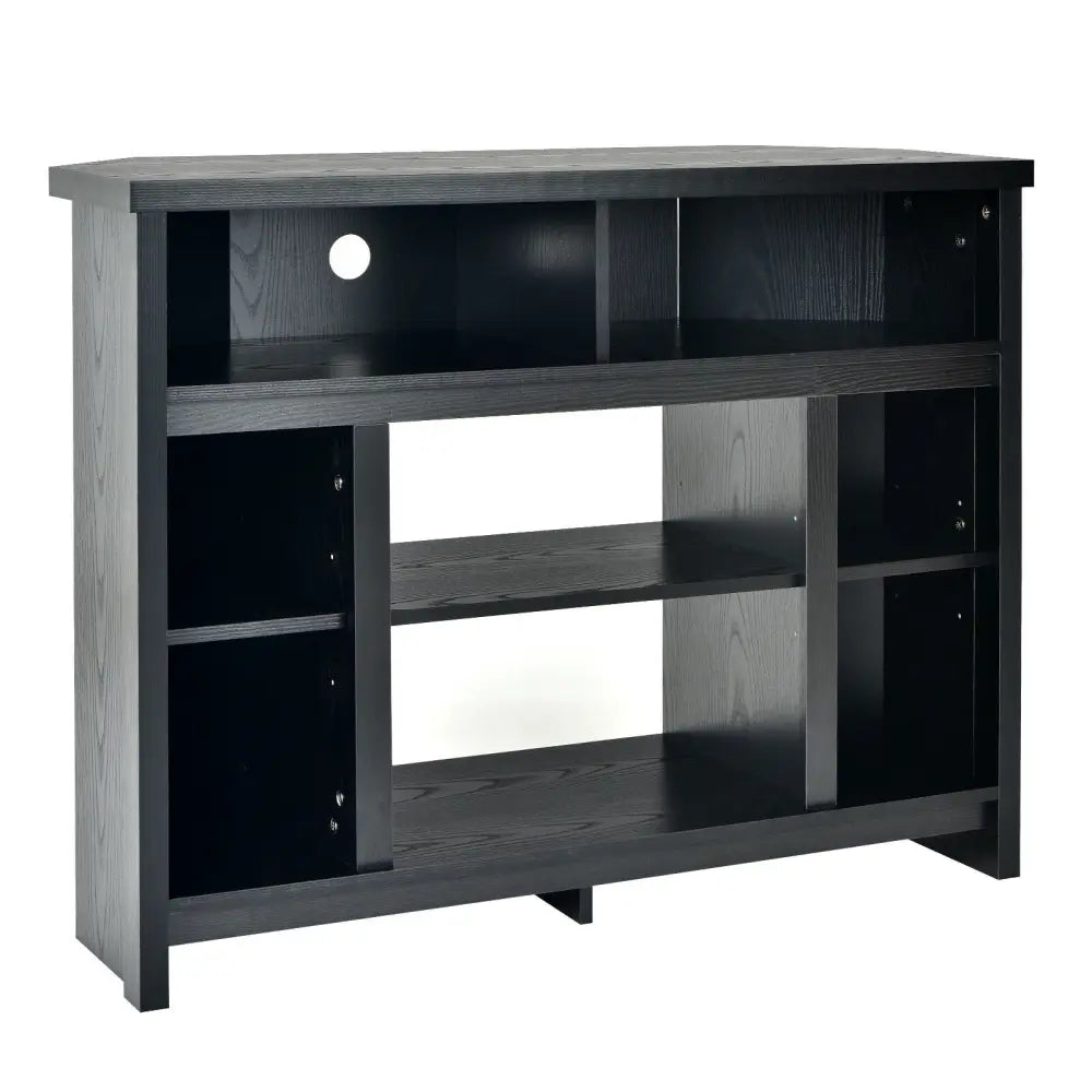 Modern Corner TV Stand with Adjustable Shelves for TVs up to 48 Inch-Black - Black - Entertainment Centers & TV Stands