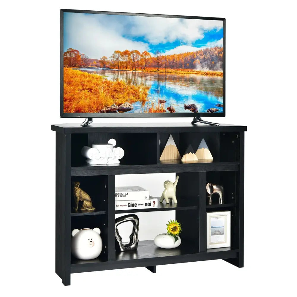 Modern Corner TV Stand with Adjustable Shelves for TVs up to 48 Inch-Black - Black - Entertainment Centers & TV Stands