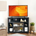 Modern Corner TV Stand with Adjustable Shelves for TVs up to 48 Inch-Black - Black - Entertainment Centers & TV Stands