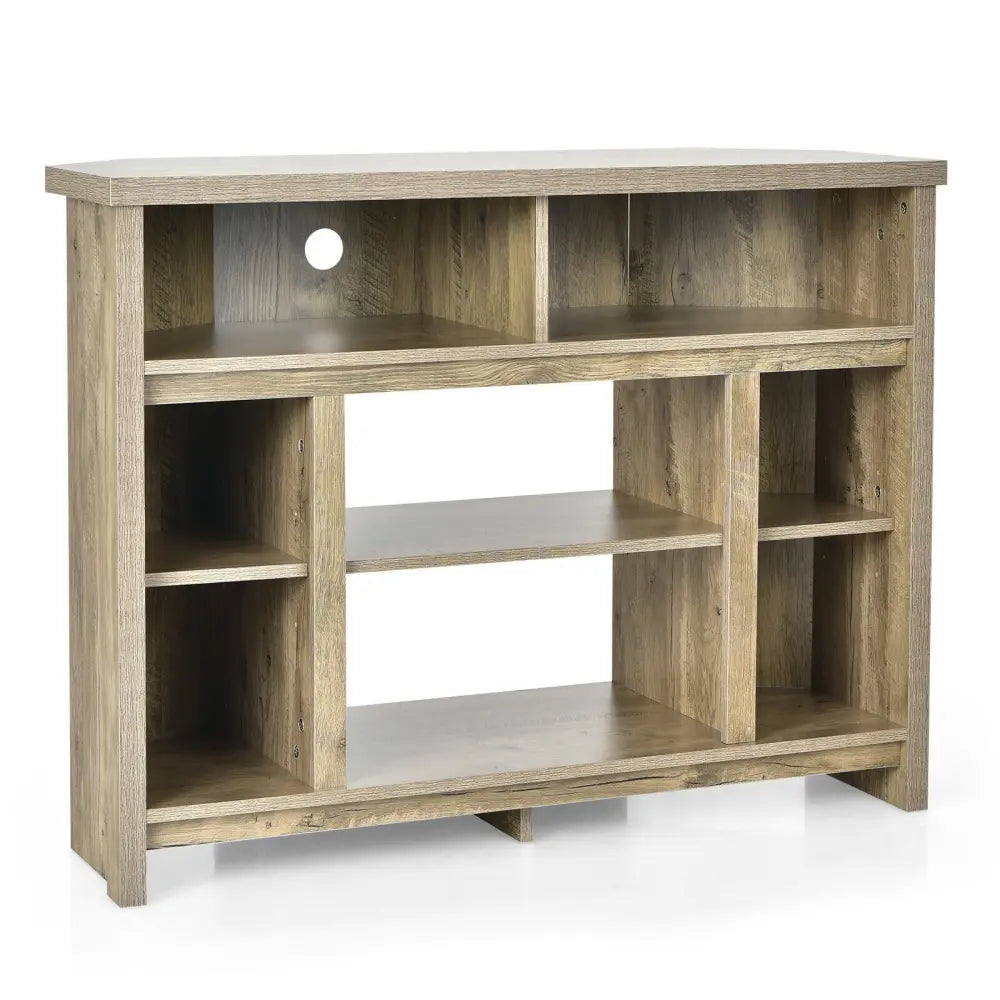 Modern Corner TV Stand with Adjustable Shelves for TVs up to 48 Inch-Natural - Natural - Entertainment Centers & TV