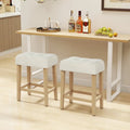 Modern Counter Height Bar Stools Set of 2 with Rubber Wood Legs-Beige and Natural - Beige - Bar Stools
