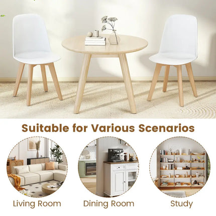 Modern Dining Chair Set of 2 with Solid Beech Wood Legs and Tilt Backrest-White - White - Dining Chairs
