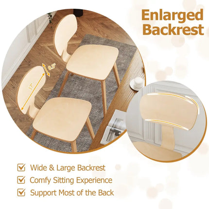 Modern Dining Chair Set of 2 with Wide Seat-Natural - Natural - Dining Chairs