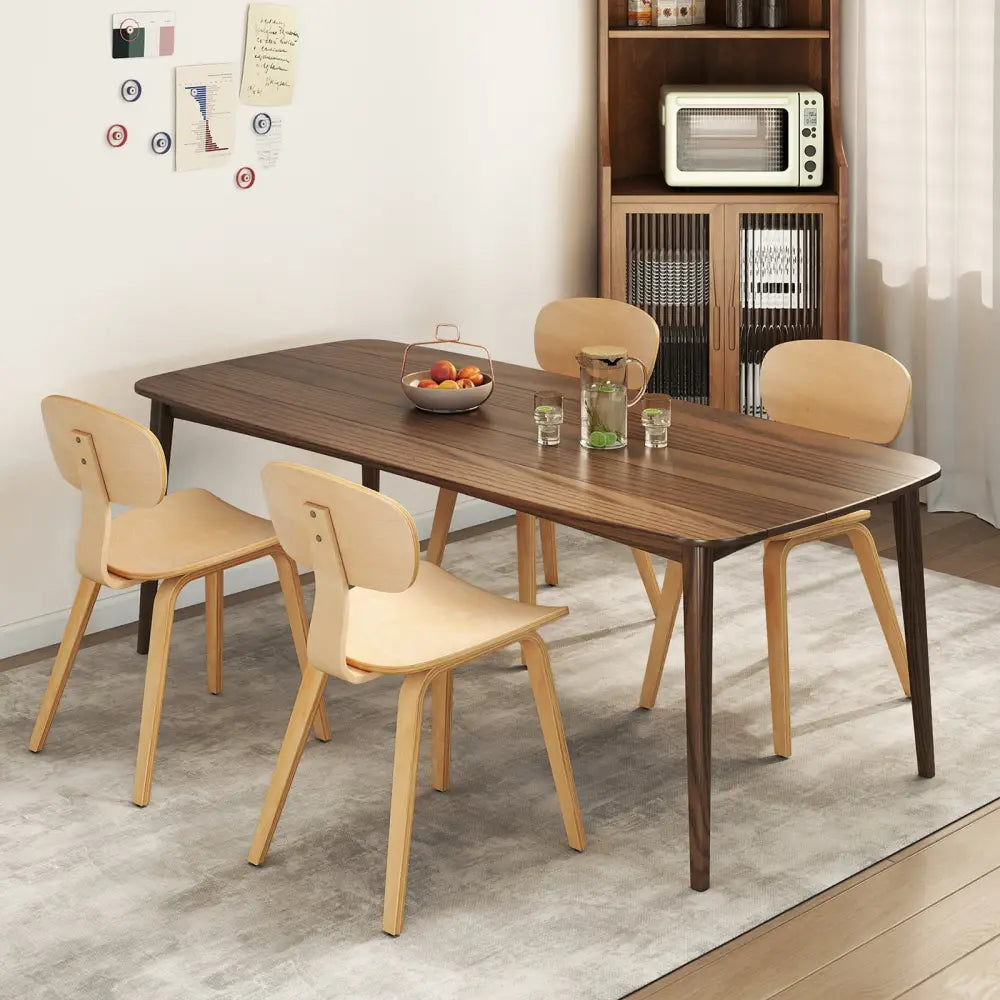 Modern Dining Chair Set of 2 with Wide Seat-Natural - Natural - Dining Chairs