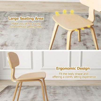 Modern Dining Chair Set of 2 with Wide Seat-Natural - Natural - Dining Chairs