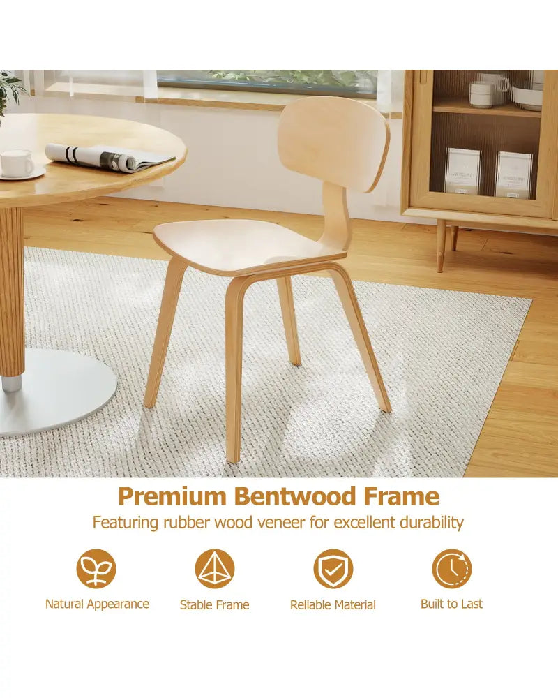 Modern Dining Chair Set of 4 with Wide Seat-Natural - Natural - Dining Chairs