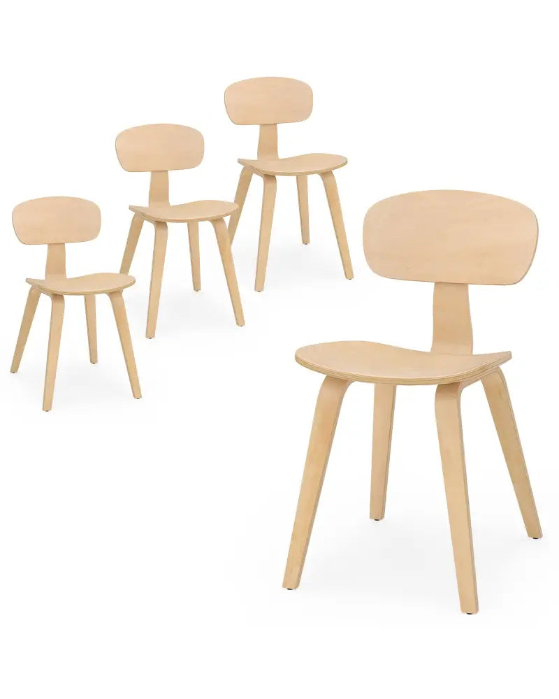 Modern Dining Chair Set of 4 with Wide Seat-Natural - Natural - Dining Chairs