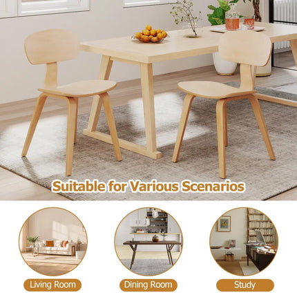 Modern Dining Chair Set of 4 with Wide Seat-Natural - Natural - Dining Chairs