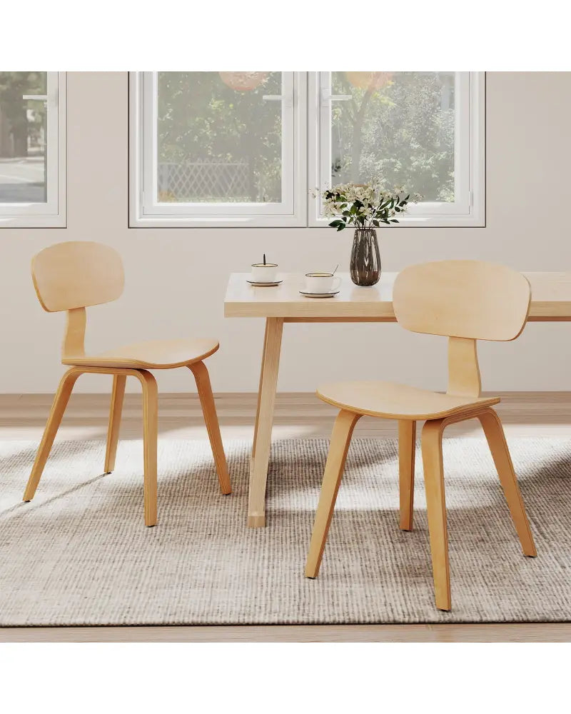 Modern Dining Chair Set of 4 with Wide Seat-Natural - Natural - Dining Chairs