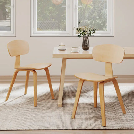Modern Dining Chair Set of 4 with Wide Seat-Natural - Natural - Dining Chairs
