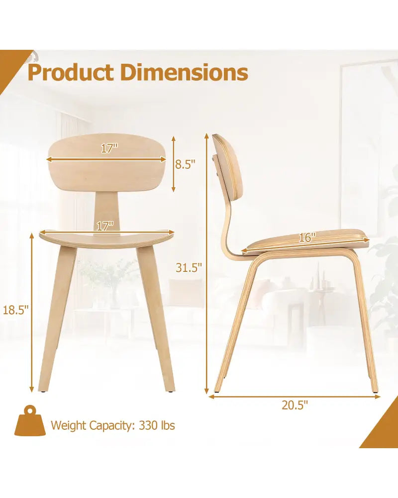 Modern Dining Chair Set of 4 with Wide Seat-Natural - Natural - Dining Chairs