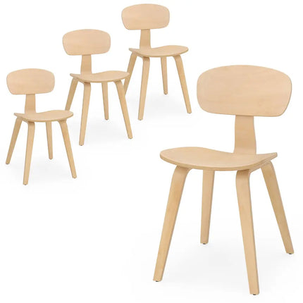 Modern Dining Chair Set of 4 with Wide Seat-Natural - Natural - Dining Chairs