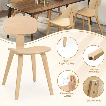 Modern Dining Chair Set of 4 with Wide Seat-Natural - Natural - Dining Chairs