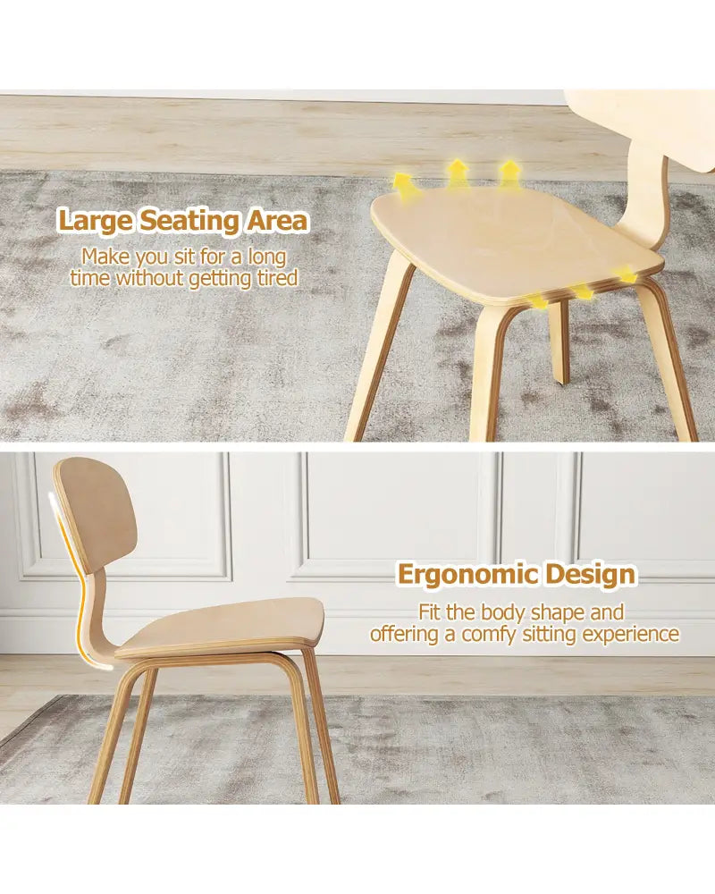 Modern Dining Chair Set of 4 with Wide Seat-Natural - Natural - Dining Chairs