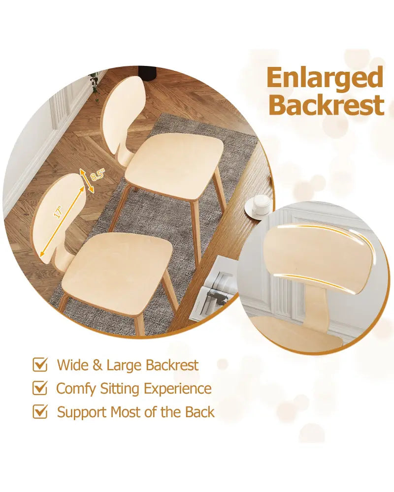 Modern Dining Chair Set of 4 with Wide Seat-Natural - Natural - Dining Chairs