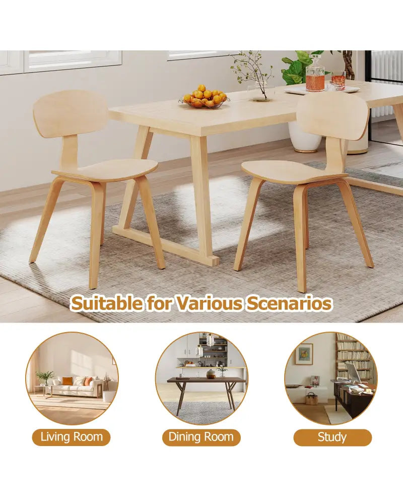 Modern Dining Chair Set of 4 with Wide Seat-Natural - Natural - Dining Chairs