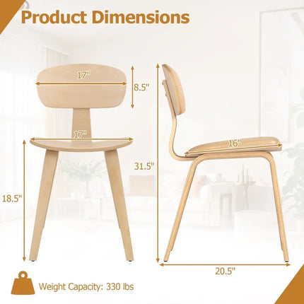 Modern Dining Chair Set of 4 with Wide Seat-Natural - Natural - Dining Chairs