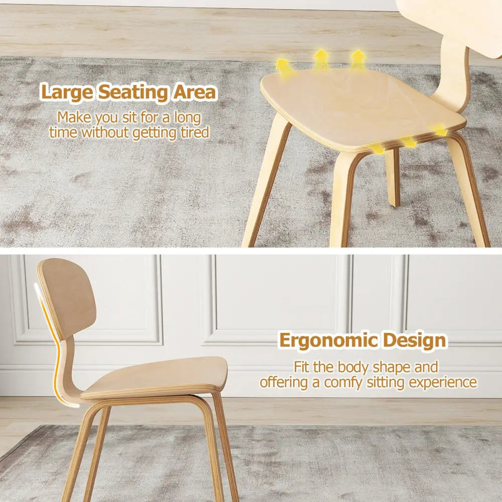 Modern Dining Chair Set of 4 with Wide Seat-Natural - Natural - Dining Chairs