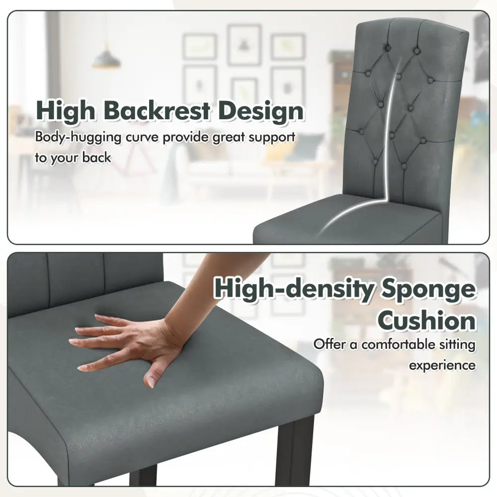 Modern Dining Chair with High Backrest High-density Sponge Cushion-Dark Gray - Dark Gray - Dining Chairs