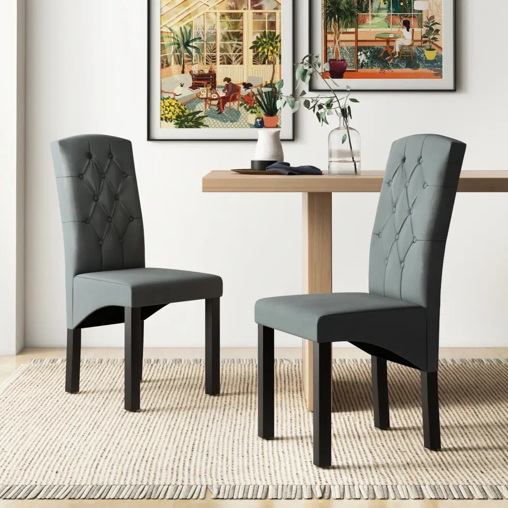 Modern Dining Chair with High Backrest High-density Sponge Cushion-Dark Gray - Dark Gray - Dining Chairs