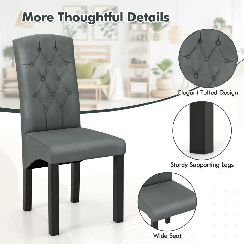 Modern Dining Chair with High Backrest High-density Sponge Cushion-Dark Gray - Dark Gray - Dining Chairs
