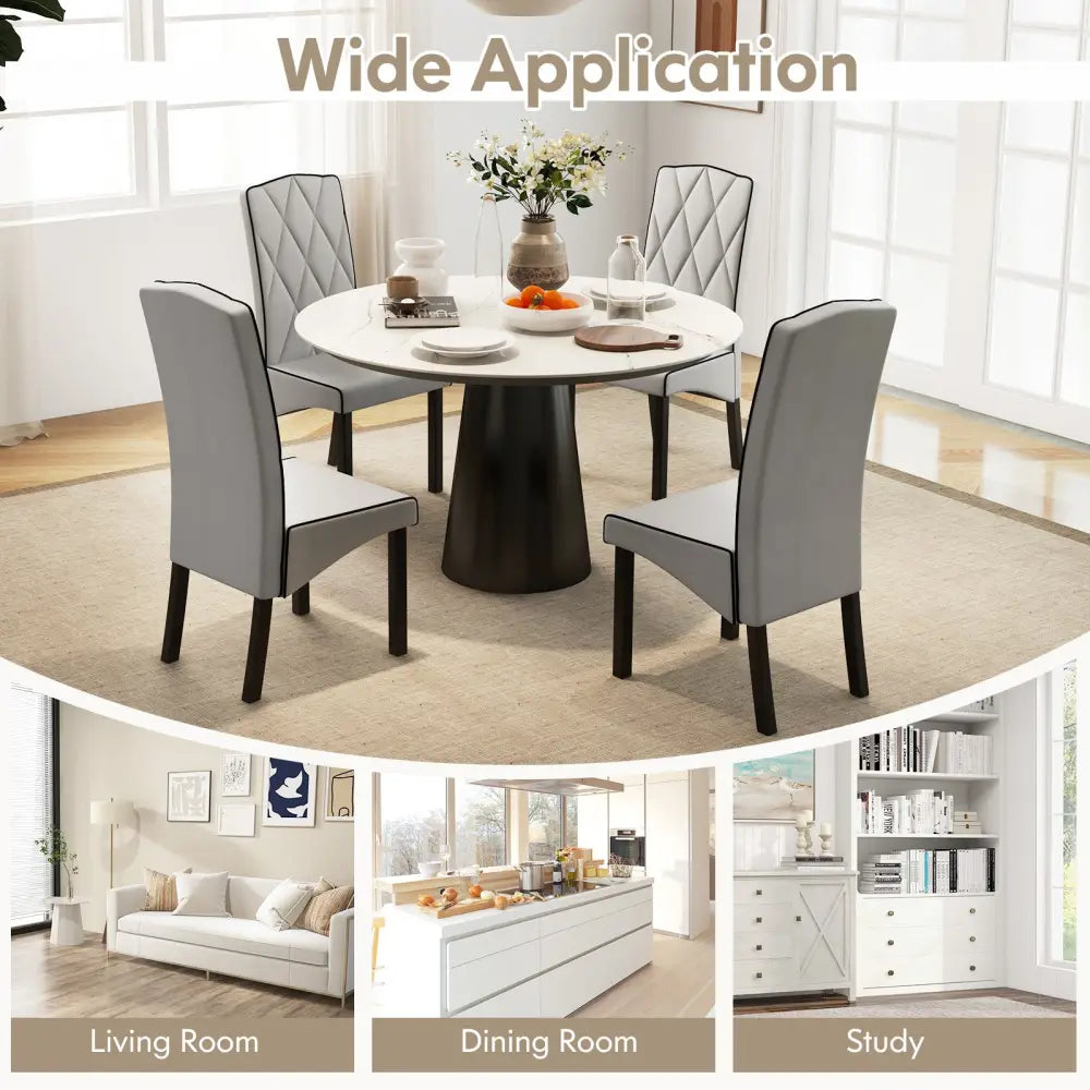 Modern Dining Chair with High Backrest High-density Sponge Cushion-Light Gray - Light Gray - Dining Chairs