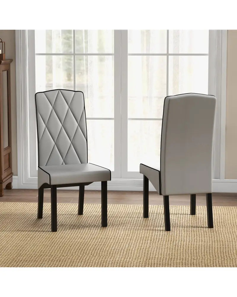 Modern Dining Chair with High Backrest High-density Sponge Cushion-Light Gray - Light Gray - Dining Chairs