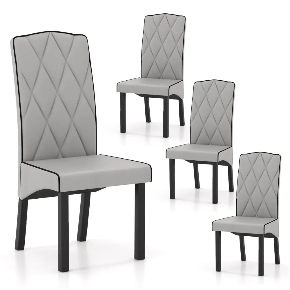 Modern Dining Chair with High Backrest High-density Sponge Cushion-Light Gray - Light Gray - Dining Chairs