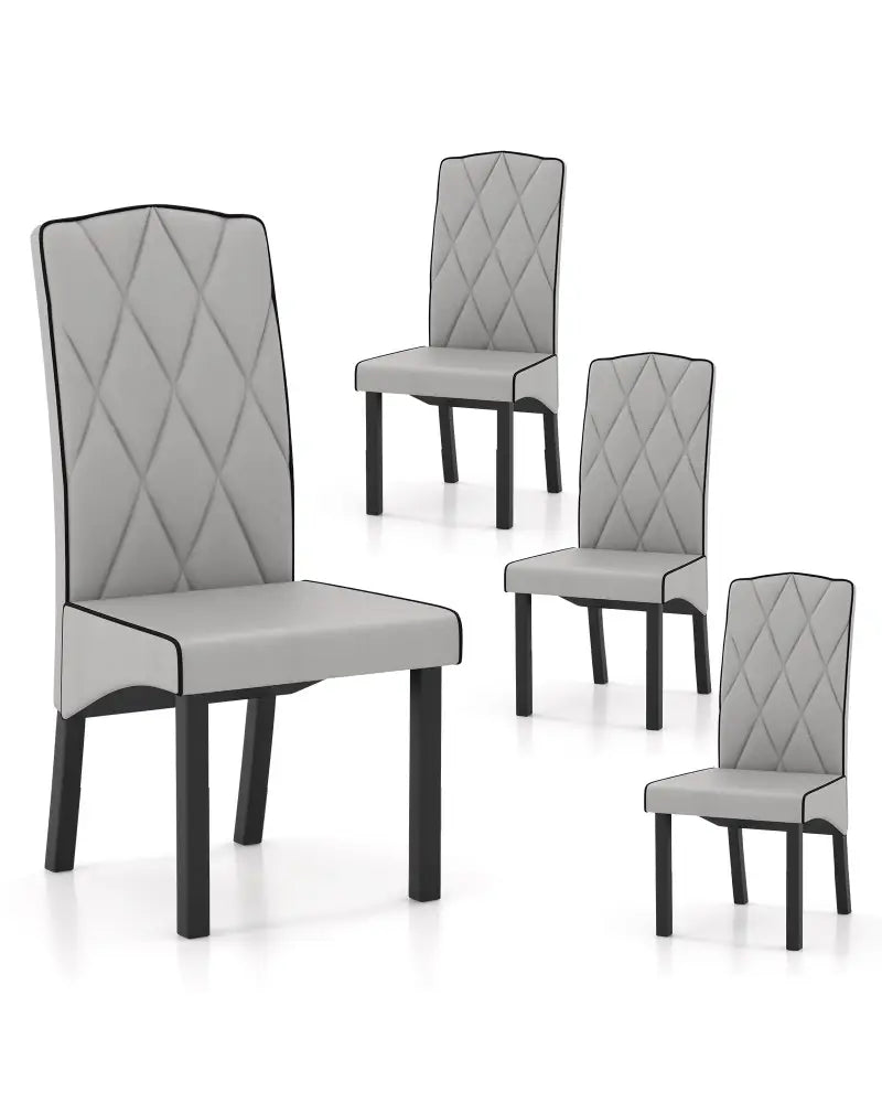 Modern Dining Chair with High Backrest High-density Sponge Cushion-Light Gray - Light Gray - Dining Chairs