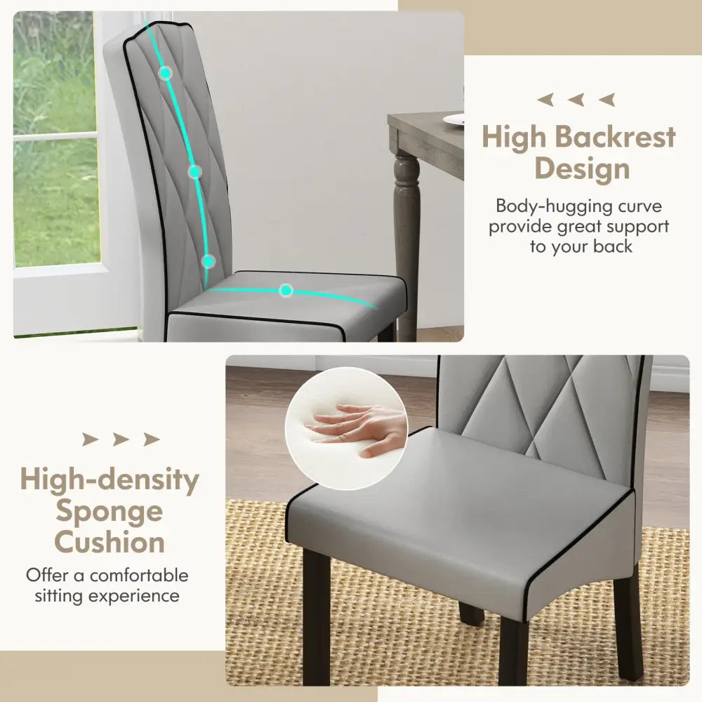 Modern Dining Chair with High Backrest High-density Sponge Cushion-Light Gray - Light Gray - Dining Chairs