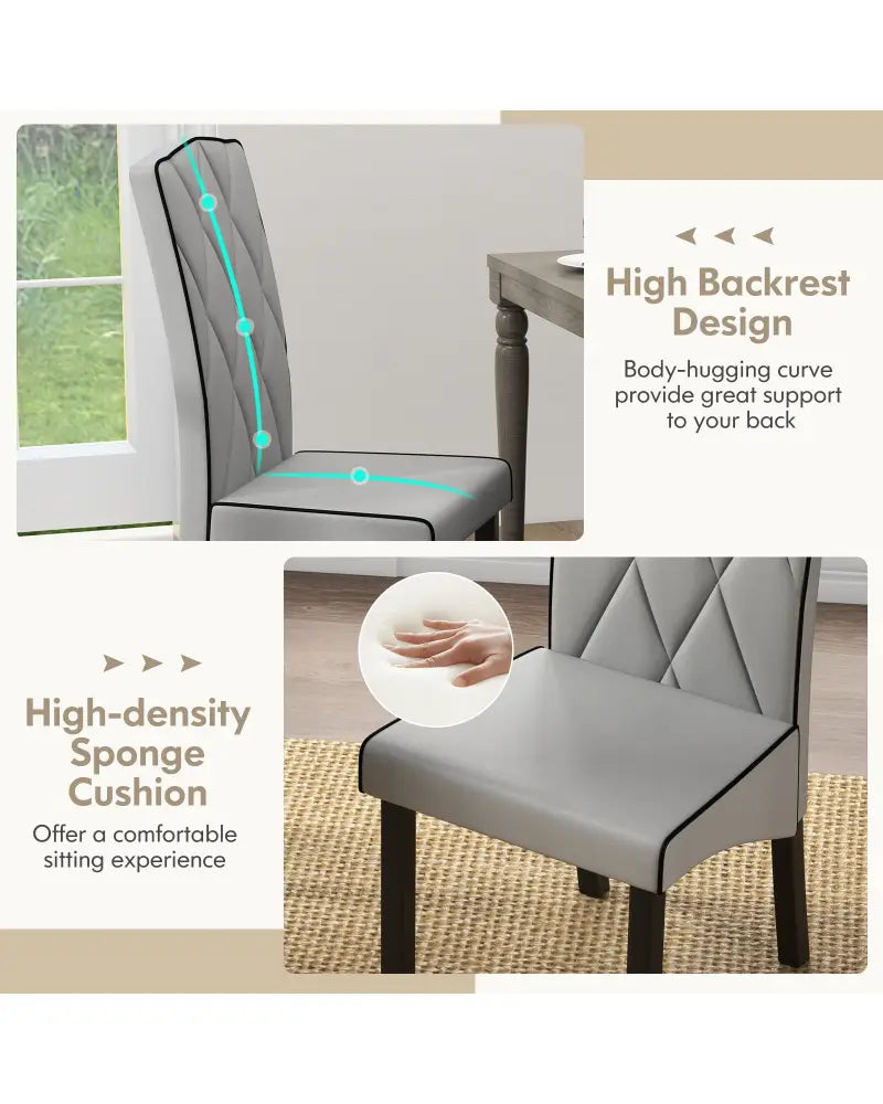 Modern Dining Chair with High Backrest High-density Sponge Cushion-Light Gray - Light Gray - Dining Chairs
