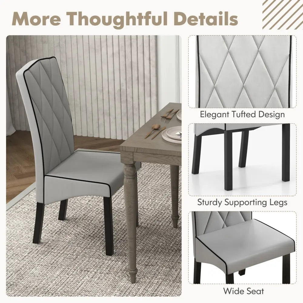 Modern Dining Chair with High Backrest High-density Sponge Cushion-Light Gray - Light Gray - Dining Chairs