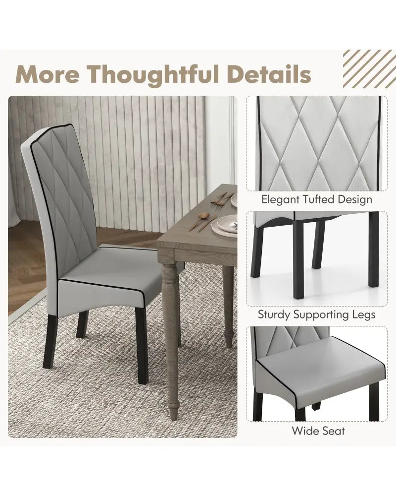 Modern Dining Chair with High Backrest High-density Sponge Cushion-Light Gray - Light Gray - Dining Chairs