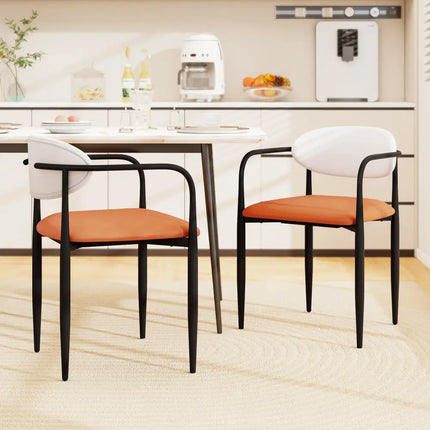 Modern Dining Chairs Set of 2 with Padded Seat and Curved Back - Orange - Dining Chairs