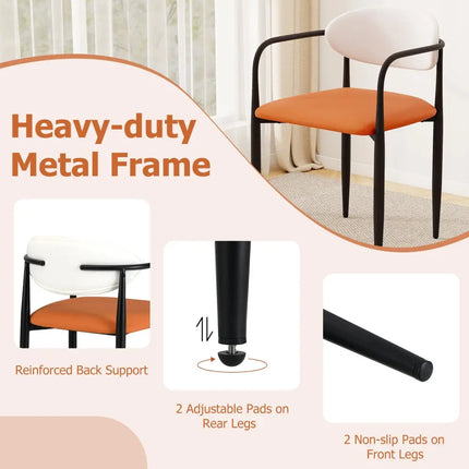 Modern Dining Chairs Set of 2 with Padded Seat and Curved Back - Orange - Dining Chairs