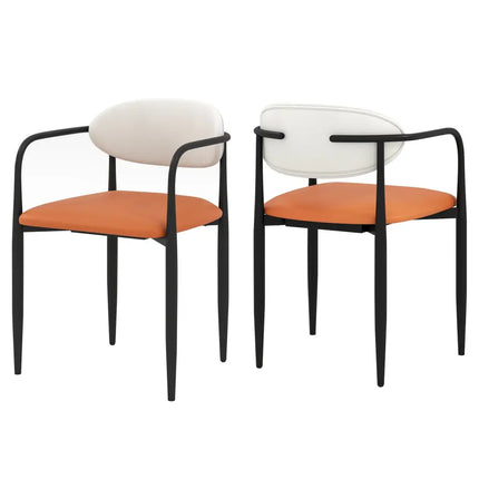 Modern Dining Chairs Set of 2 with Padded Seat and Curved Back - Orange - Dining Chairs