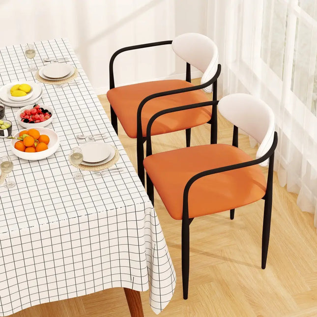 Modern Dining Chairs Set of 2 with Padded Seat and Curved Back - Orange - Dining Chairs