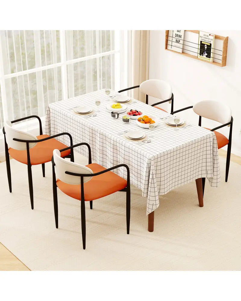 Modern Dining Chairs Set of 2 with Padded Seat and Curved Back - Orange - Dining Chairs