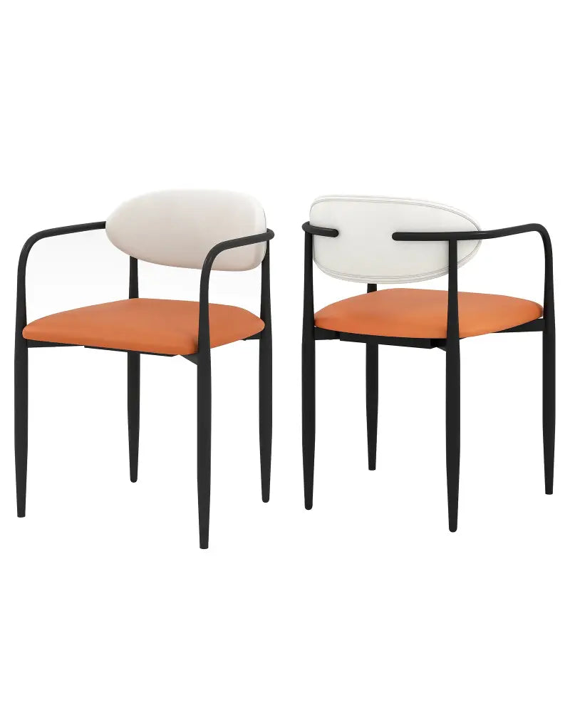 Modern Dining Chairs Set of 2 with Padded Seat and Curved Back - Orange - Dining Chairs