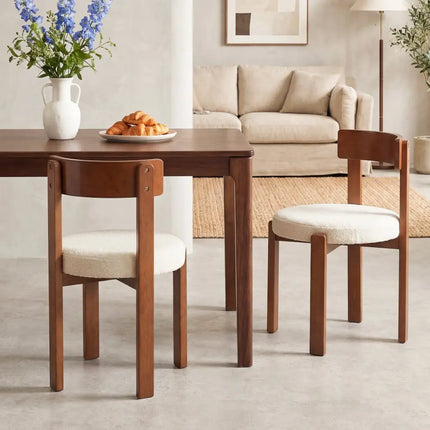 Modern Dining Chairs Set of 2 with Solid Rubber Wood Legs - Brown - Oasis Home Essentials