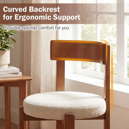 Modern Dining Chairs Set of 2 with Solid Rubber Wood Legs - Brown - Oasis Home Essentials