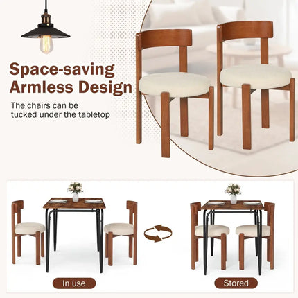 Modern Dining Chairs Set of 2 with Solid Rubber Wood Legs - Brown - Oasis Home Essentials