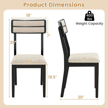 Modern Dining Chairs Set of 2 with Tilt Backrest for Dining Room-Black - Black - Kitchen & Dining