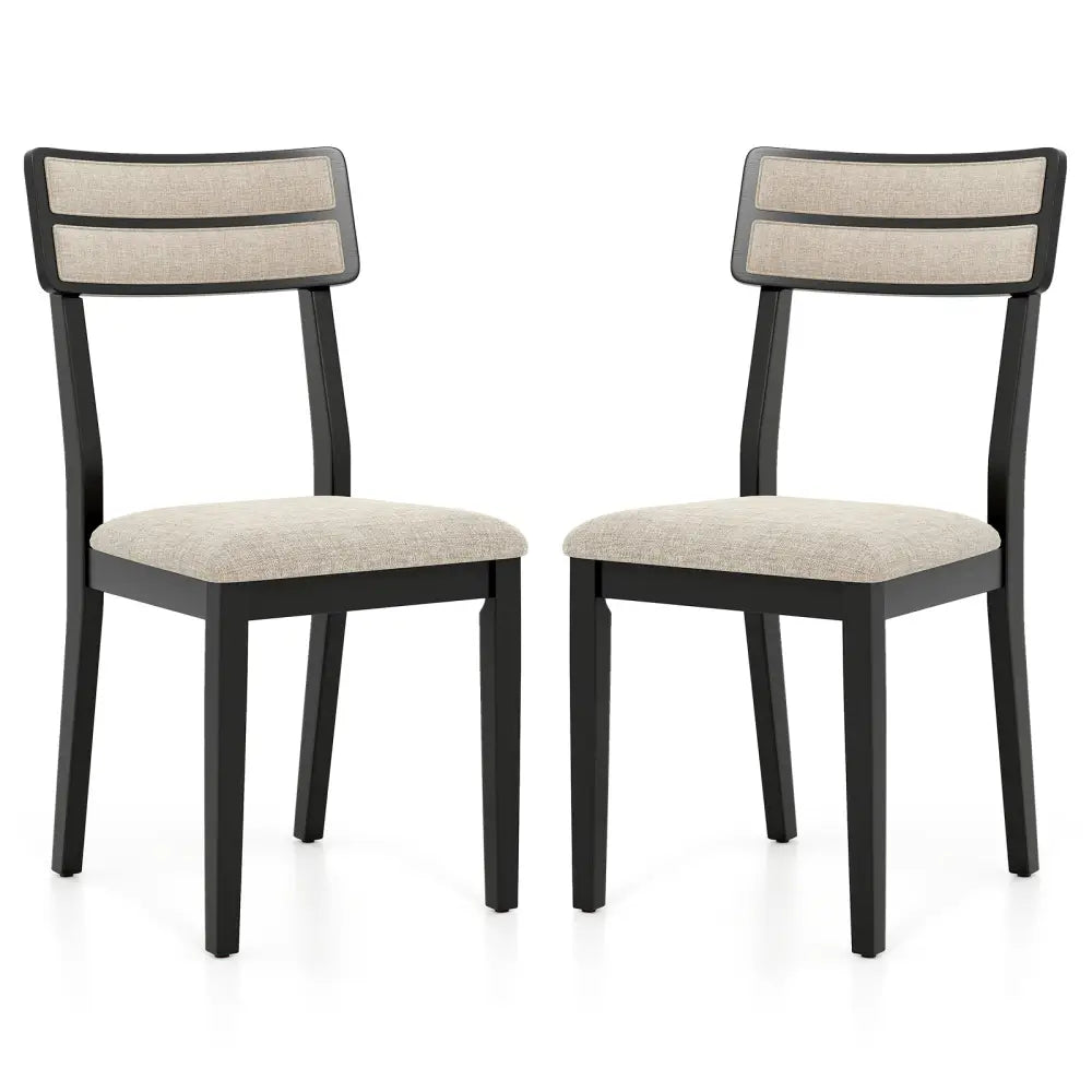 Modern Dining Chairs Set of 2 with Tilt Backrest for Dining Room-Black - Black - Dining Chairs