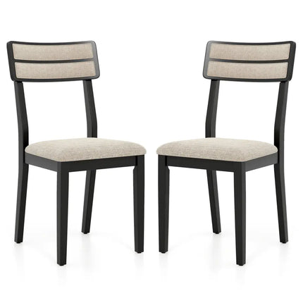 Modern Dining Chairs Set of 2 with Tilt Backrest for Dining Room-Black - Black - Kitchen & Dining
