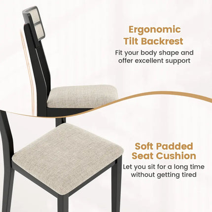 Modern Dining Chairs Set of 2 with Tilt Backrest for Dining Room-Black - Black - Kitchen & Dining