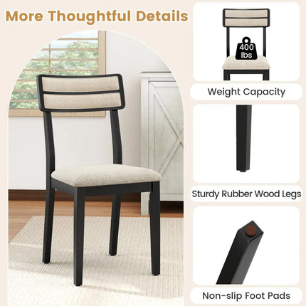 Modern Dining Chairs Set of 2 with Tilt Backrest for Dining Room-Black - Black - Kitchen & Dining