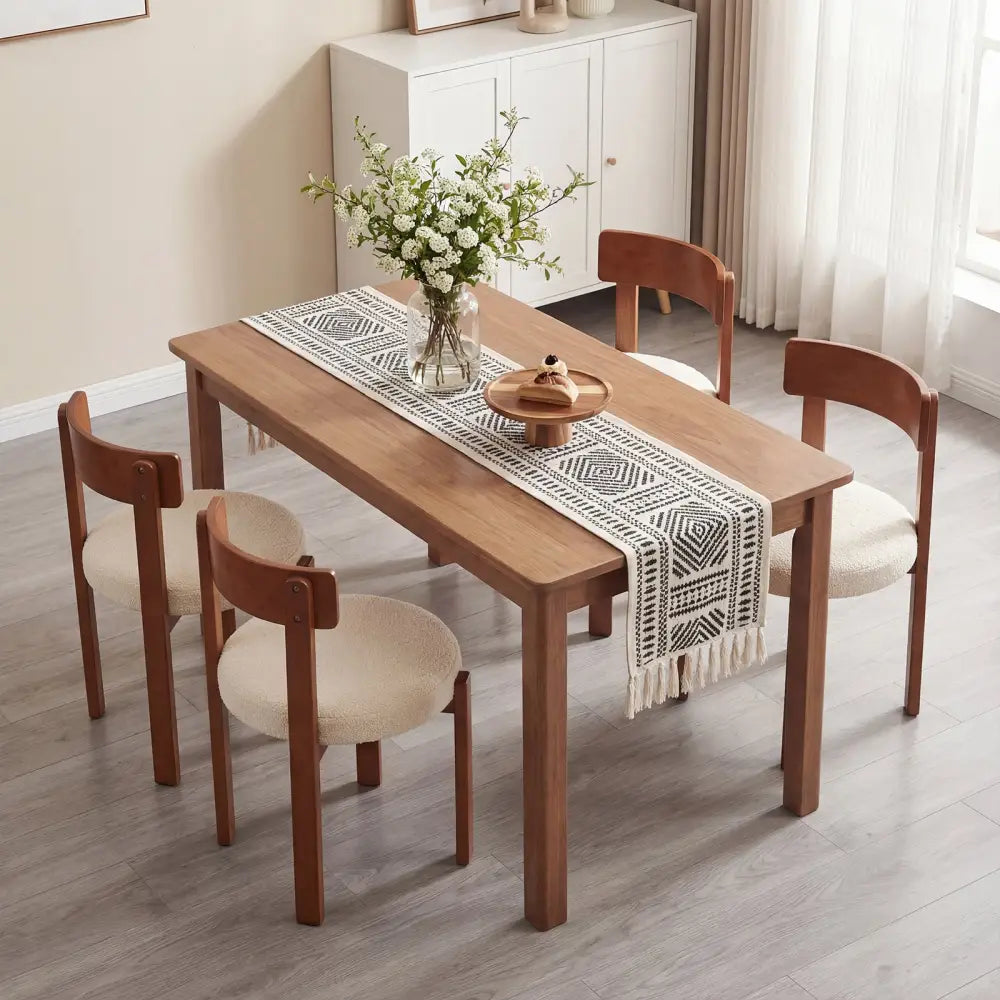 Modern Dining Chairs Set of 4 with Solid Rubber Wood Legs-Brown - Brown - Dining Chairs